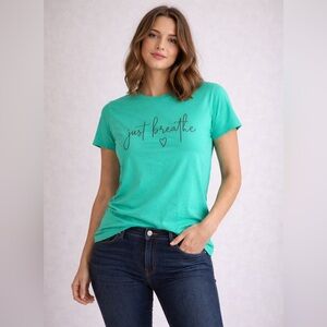 3/$30 - Just Breathe Green Tee for Women